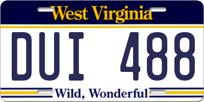 WV license plate DUI488