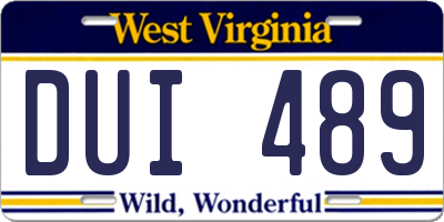 WV license plate DUI489