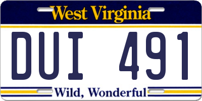 WV license plate DUI491