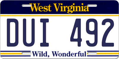 WV license plate DUI492