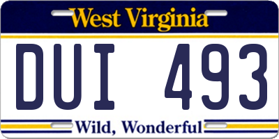 WV license plate DUI493