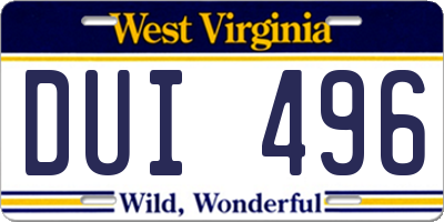 WV license plate DUI496