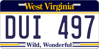 WV license plate DUI497
