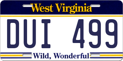 WV license plate DUI499