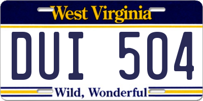 WV license plate DUI504