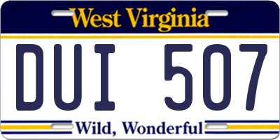 WV license plate DUI507