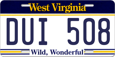 WV license plate DUI508