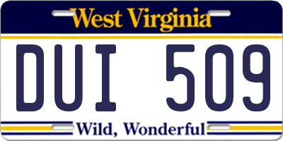 WV license plate DUI509