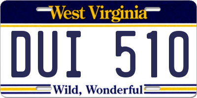 WV license plate DUI510