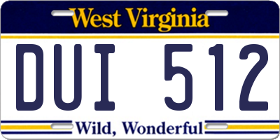 WV license plate DUI512