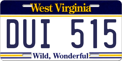 WV license plate DUI515