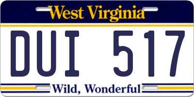 WV license plate DUI517