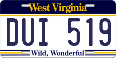 WV license plate DUI519
