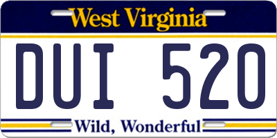 WV license plate DUI520