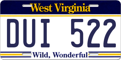 WV license plate DUI522