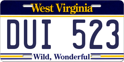 WV license plate DUI523