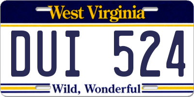 WV license plate DUI524