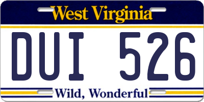 WV license plate DUI526