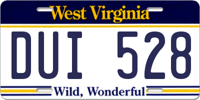 WV license plate DUI528