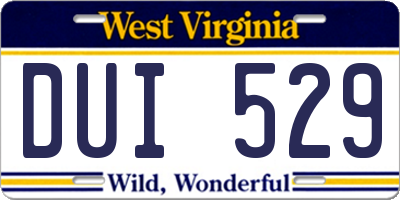 WV license plate DUI529
