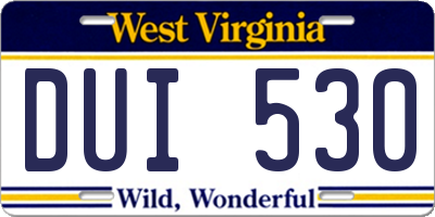 WV license plate DUI530