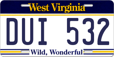 WV license plate DUI532