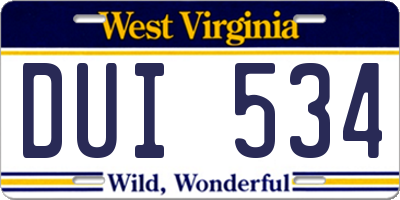 WV license plate DUI534