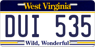 WV license plate DUI535