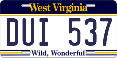 WV license plate DUI537
