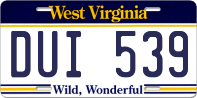 WV license plate DUI539