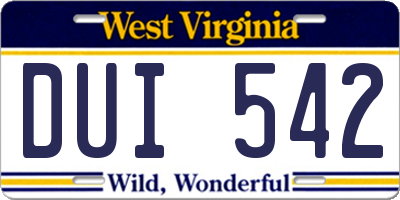 WV license plate DUI542