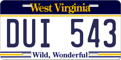 WV license plate DUI543