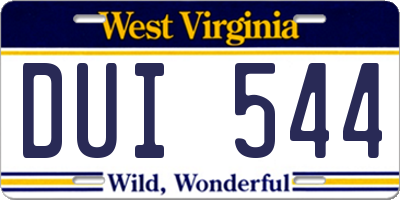 WV license plate DUI544