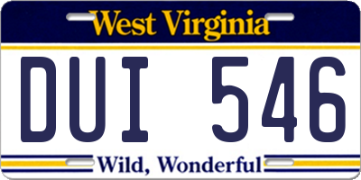 WV license plate DUI546