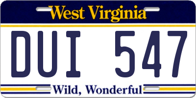 WV license plate DUI547