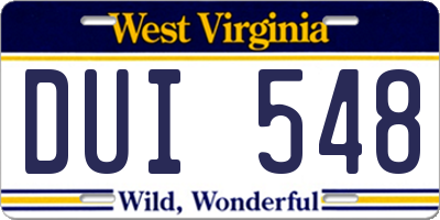 WV license plate DUI548