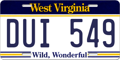 WV license plate DUI549