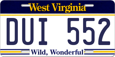 WV license plate DUI552