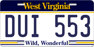 WV license plate DUI553