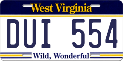 WV license plate DUI554
