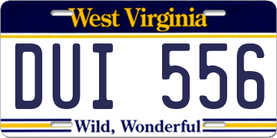 WV license plate DUI556
