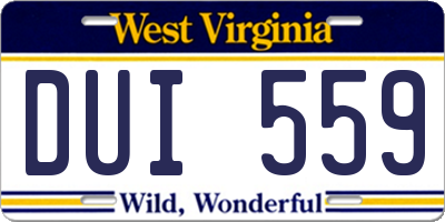 WV license plate DUI559