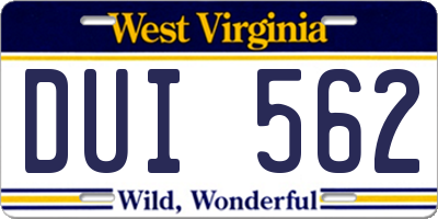 WV license plate DUI562