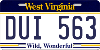 WV license plate DUI563