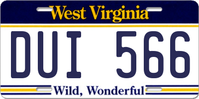 WV license plate DUI566