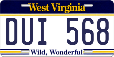 WV license plate DUI568