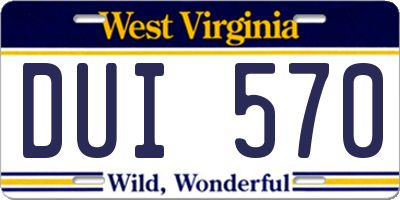 WV license plate DUI570
