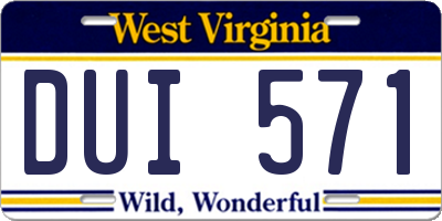 WV license plate DUI571