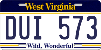 WV license plate DUI573