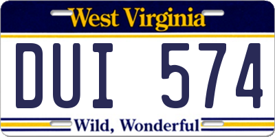 WV license plate DUI574